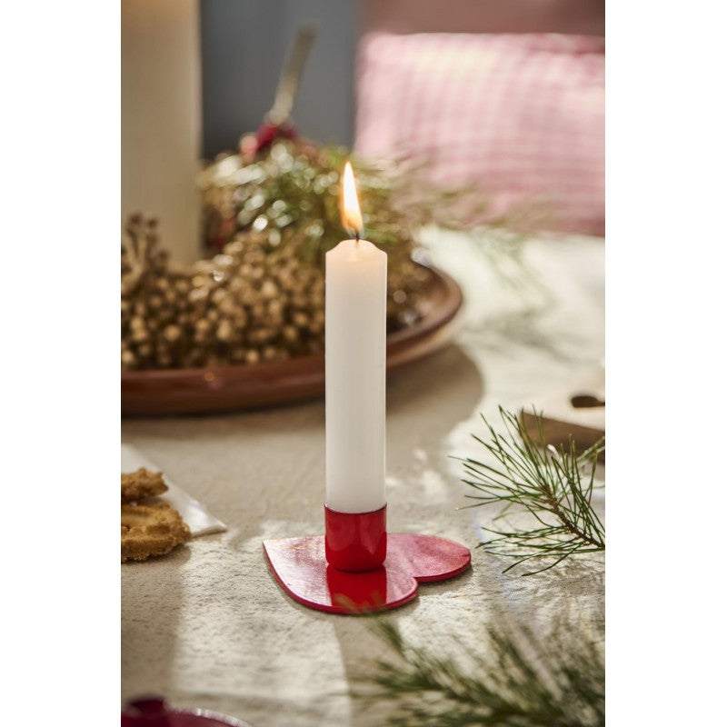 Candle holder heart red 8 cm