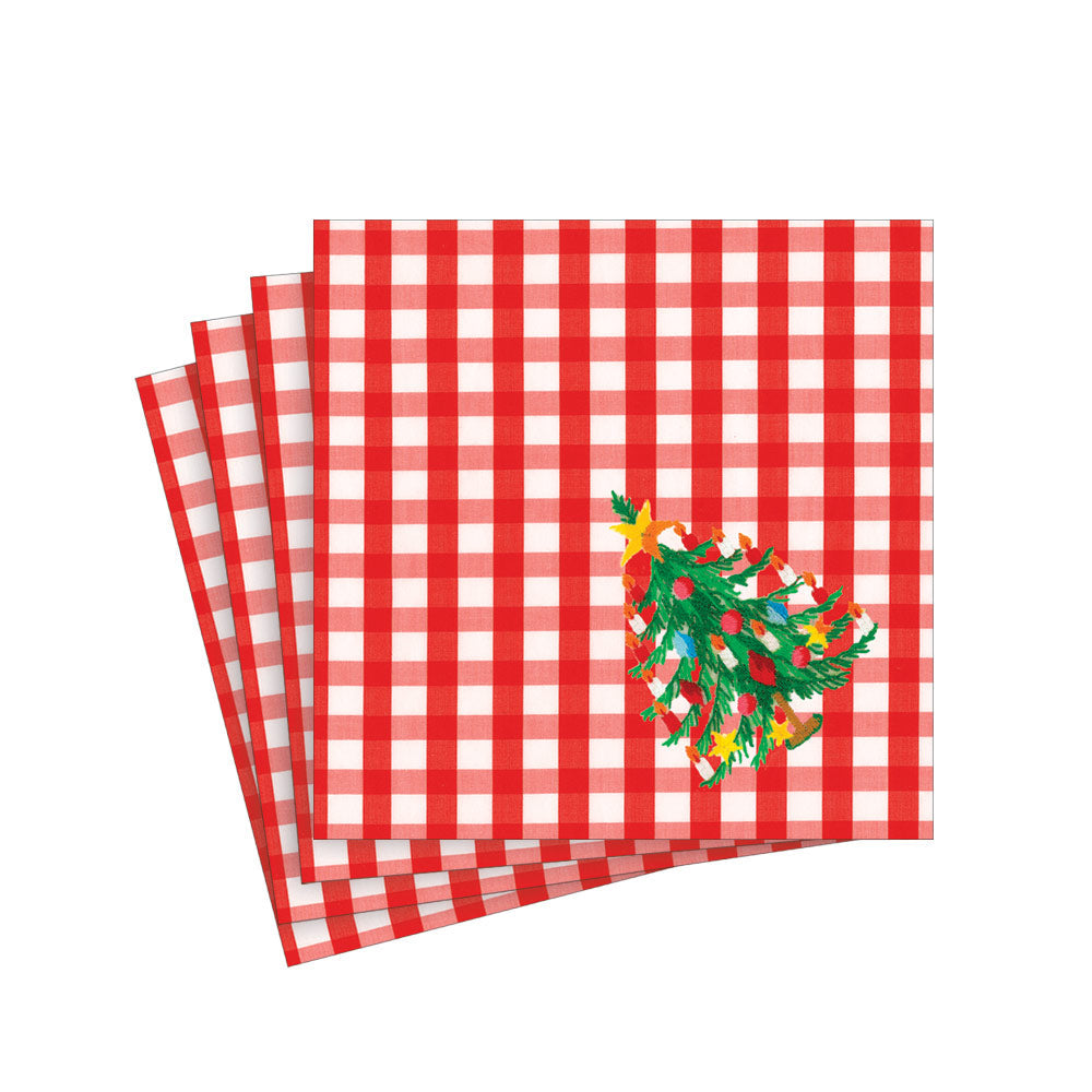 Serviett kaffe Christmas Tree Gingham