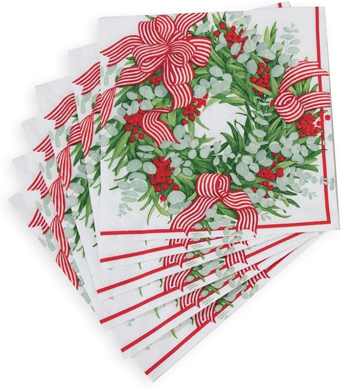 Napkin lunch Ribbon Stripe Wreath