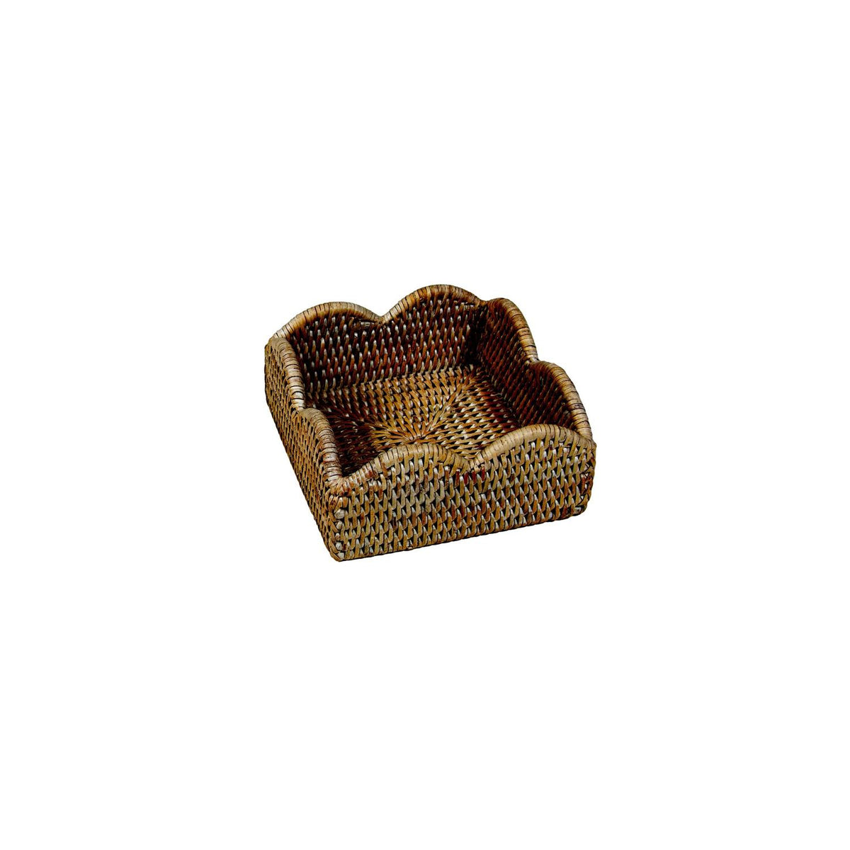 Napkin holder rattan scallop coffee