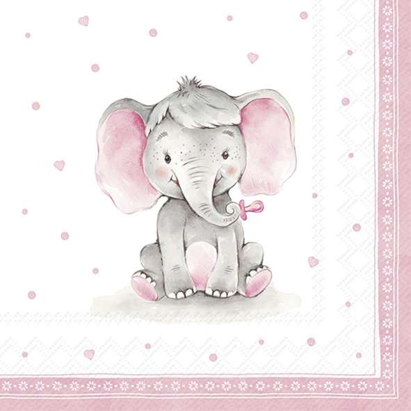 Napkin Lunch Baby Elephant Light Rose