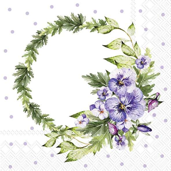 Napkin lunch Pansy Wreath lilac