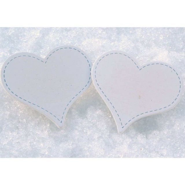 Bordkort hjerte hvit m/klype 6 stk
