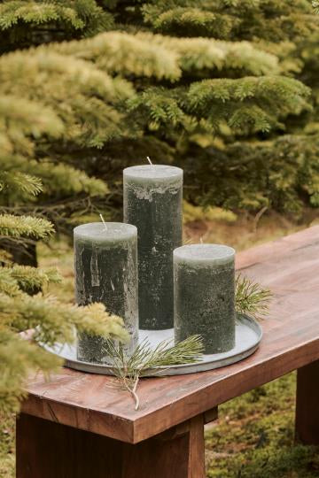 Pillar candle Moss Green 9.6x20 cm