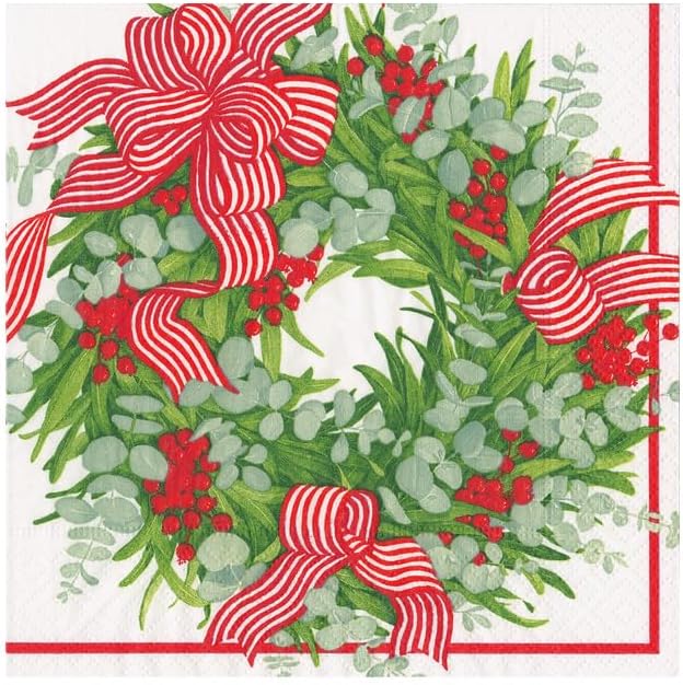 Serviett kaffe Ribbon Stripe Wreath