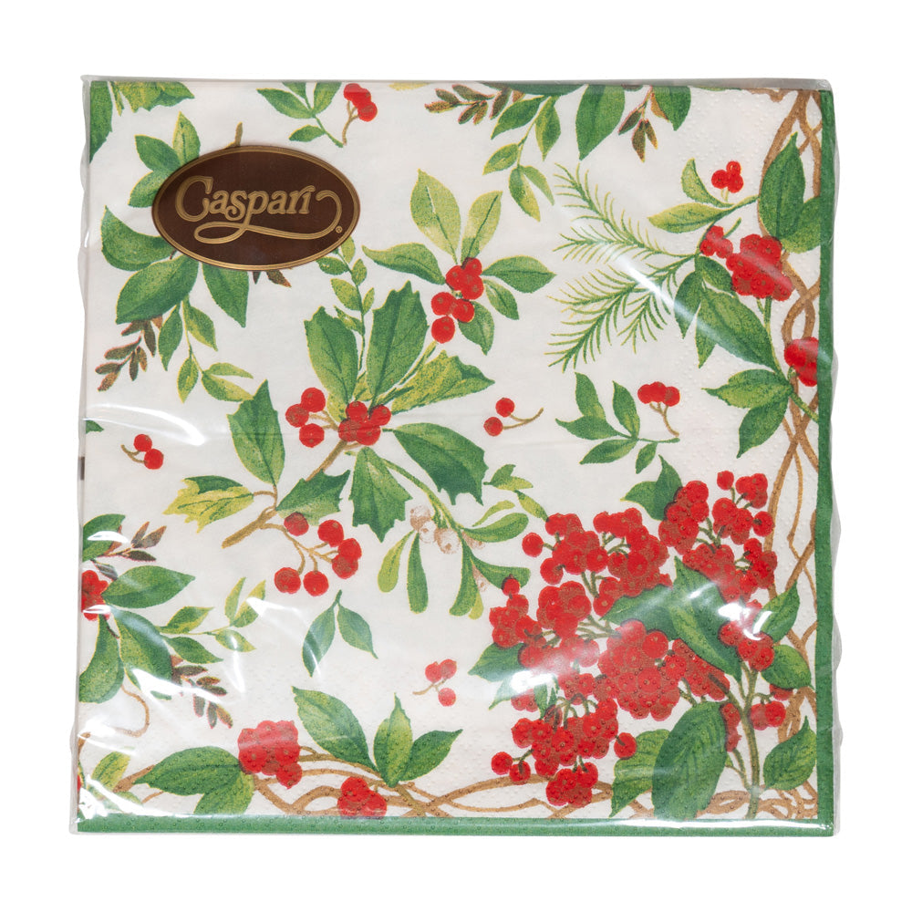Napkin coffee Holly Chintz white