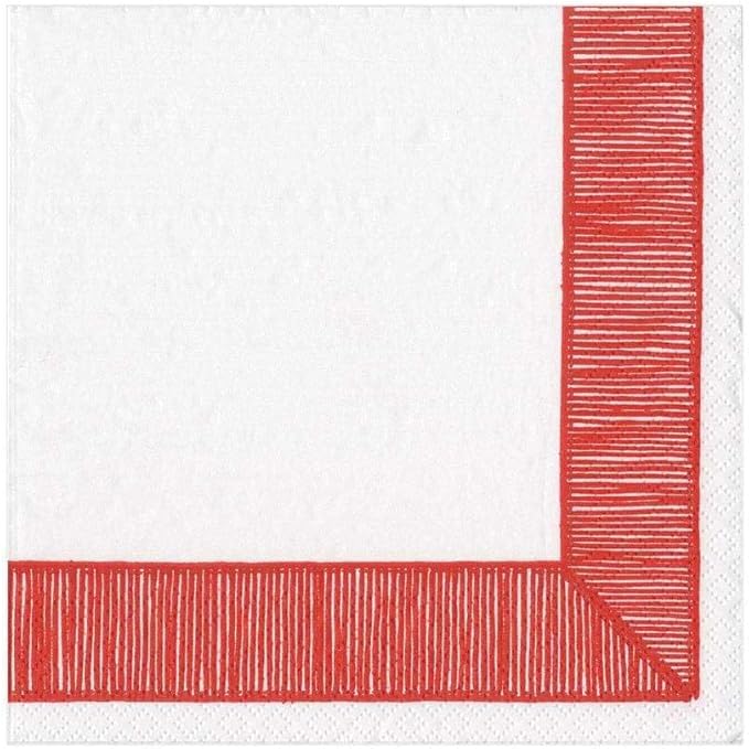 Napkin Lunch Ribbon Border Red
