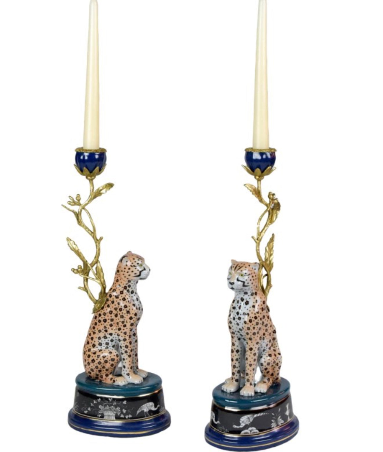 Lysestake porselen leopard