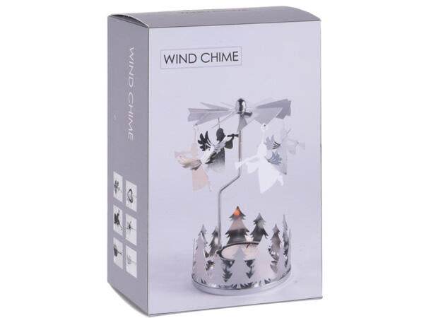 Angel play silver tealight holder