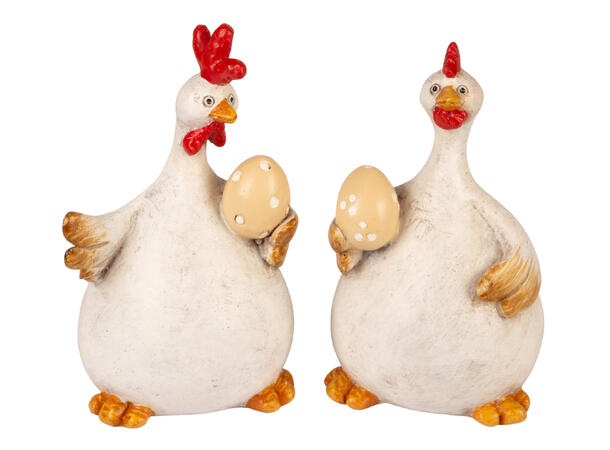 Hane/høne m/egg 9 cm