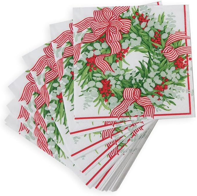 Napkin Coffee Ribbon Stripe Wreath