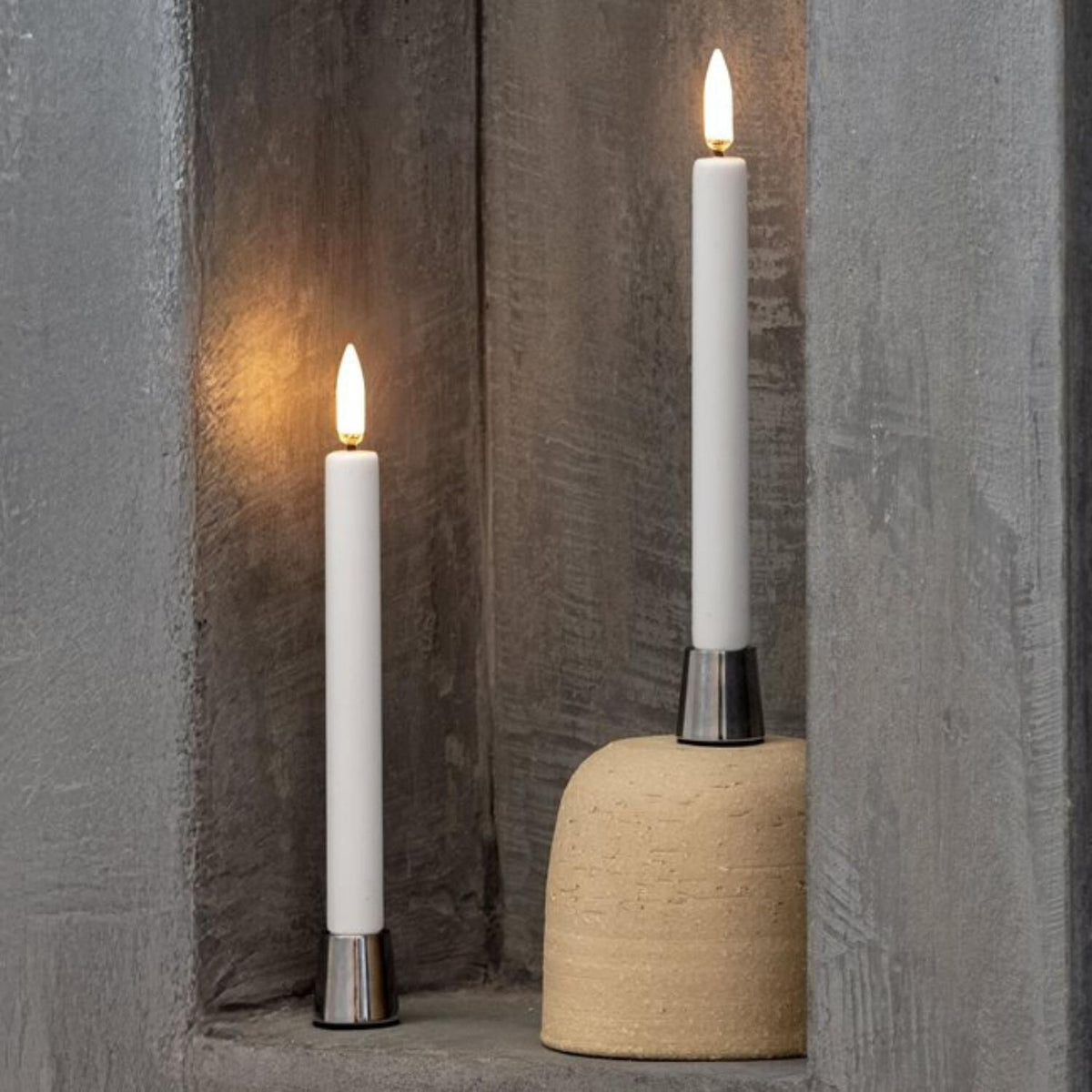 LED taper candles Nordic White 1.3x13.8 cm P/2