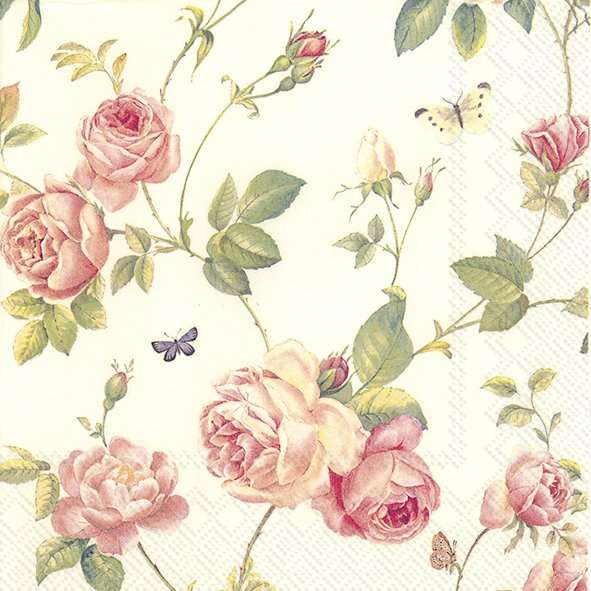Serviett lunch New Rambling rose Cream