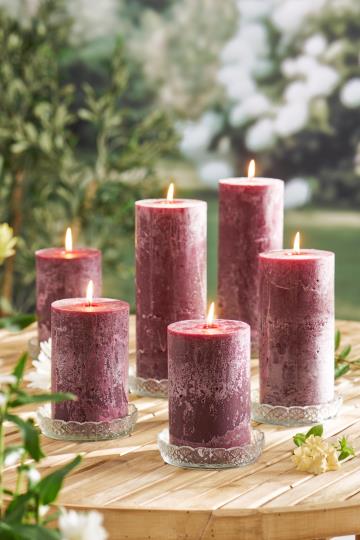 Pillar candle Aubergine 9.6x20 cm
