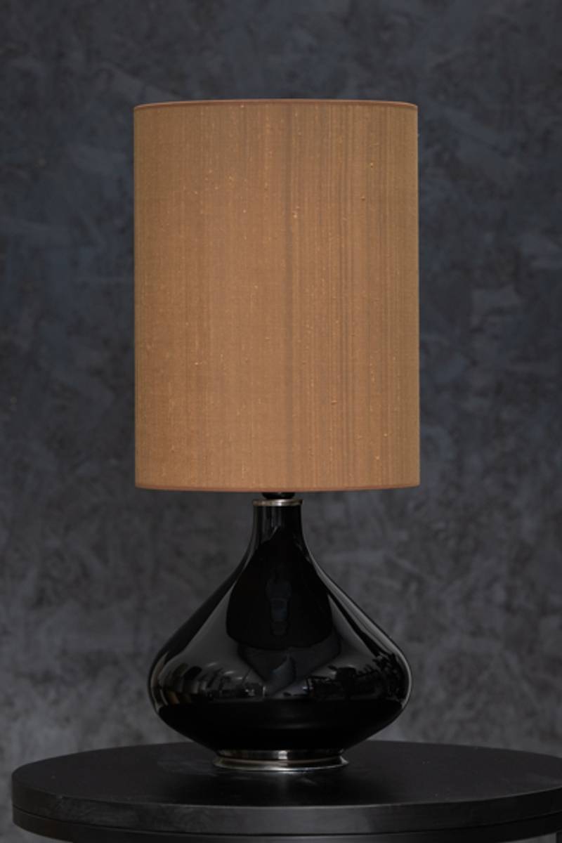 Flavia bordlampe 70 cm Negra Seda Tostada skjerm
