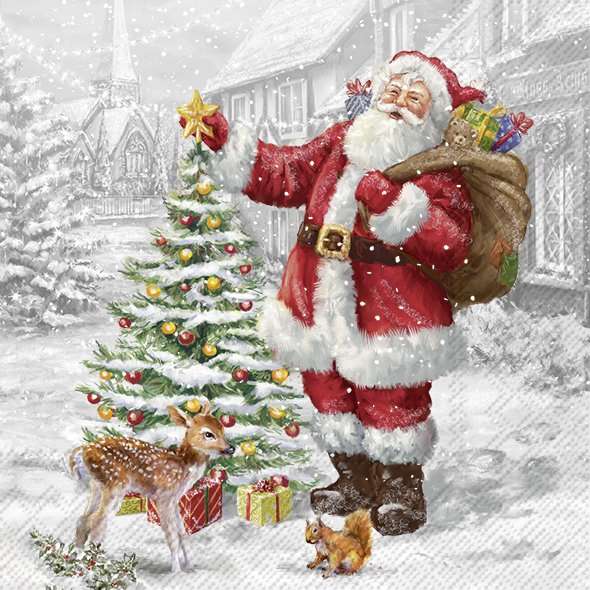 Napkin coffee Santas Xmas Tree