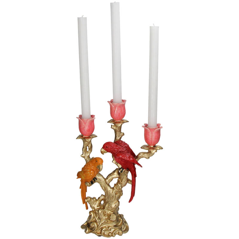 Papegøye lysestake rosa 37 cm