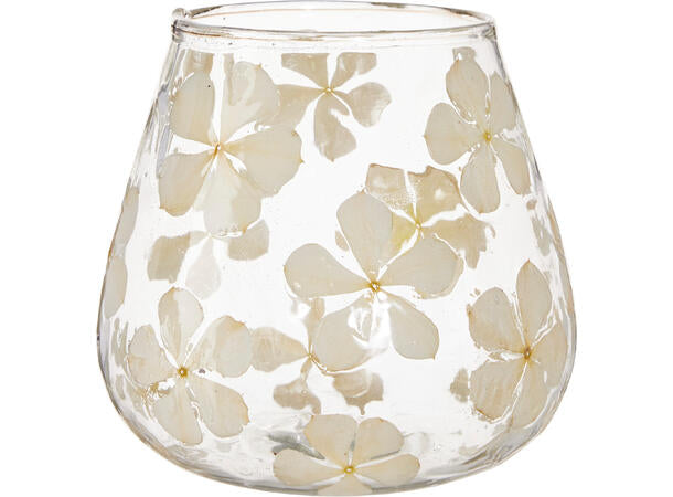 Tealight holder glass dried flowers 10 cm