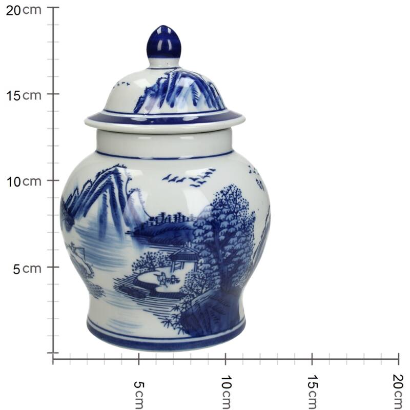 Decorative jar blue and white 19 cm
