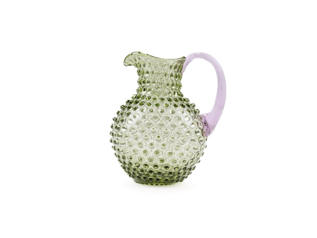 Hobnail Karaffel 2L Olive green w/lilac