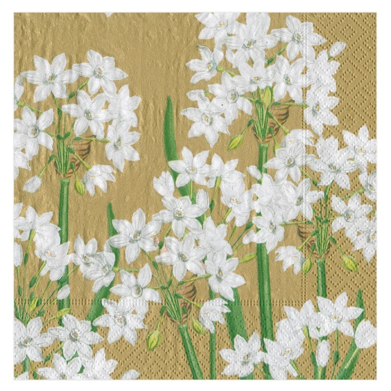 Paperwhites gold lunch napkin