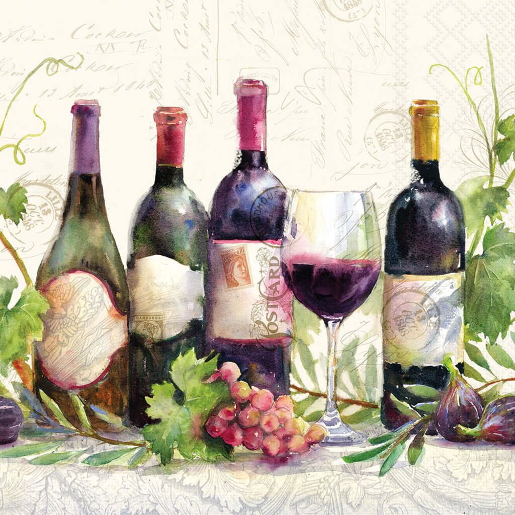Serviett kaffe Wine bottles