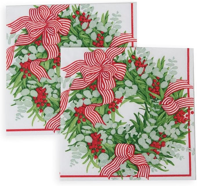 Serviett kaffe Ribbon Stripe Wreath