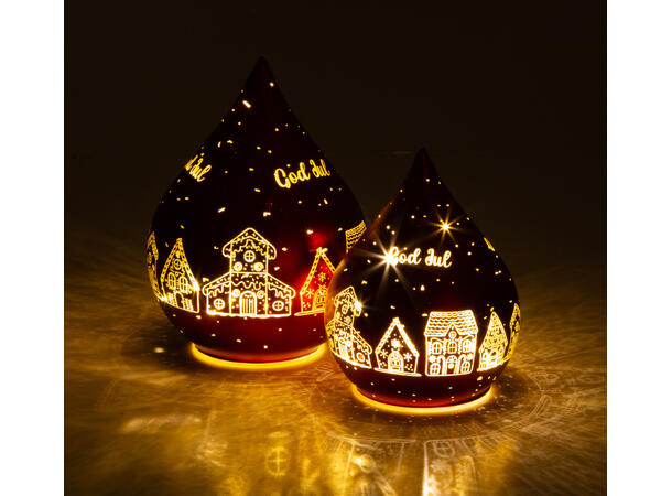 LED Lantern Gingerbread Village Red 16 cm