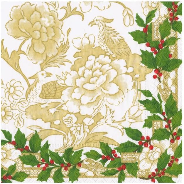 Serviett kaffe Holly Ceramic Ivory/Gold