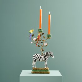 Zebra lysestake m/papegøye 45 cm