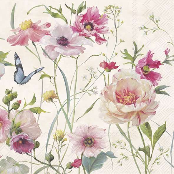 Napkin lunch Living wildflowers light rose