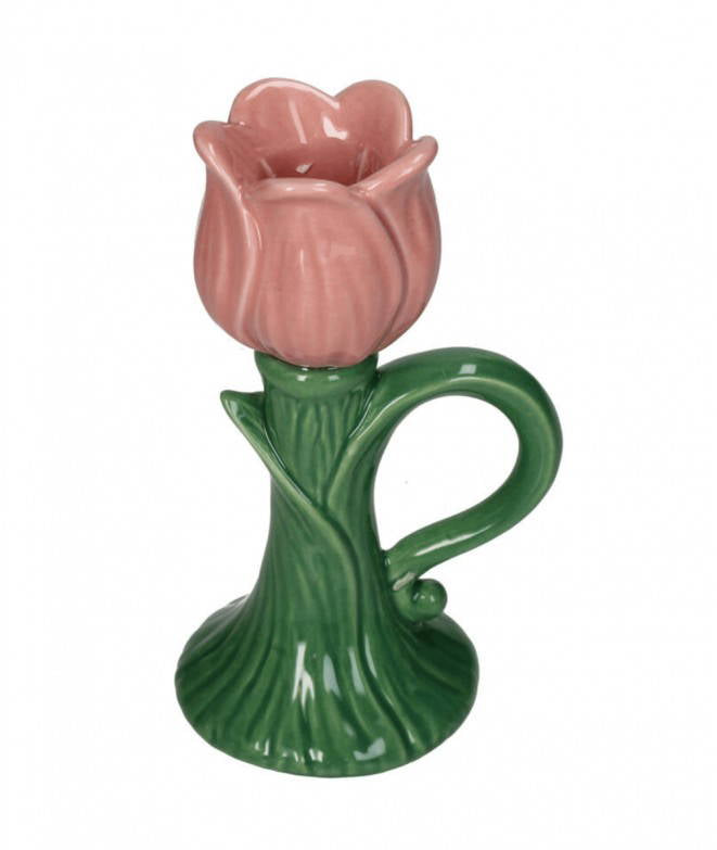 Lysestake rosa tulipan 14 cm
