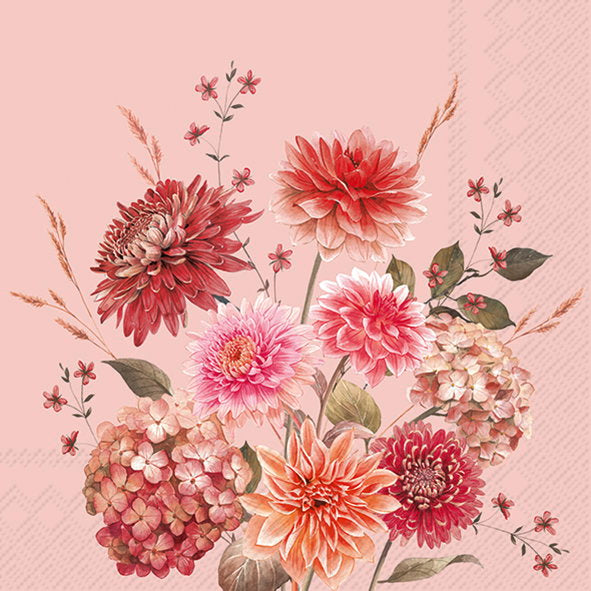 Serviett lunch Autumn Bouquet old rose