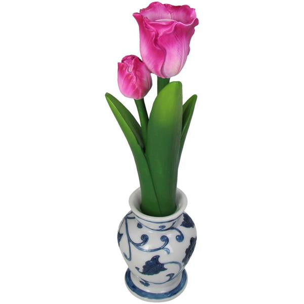 Lysestake rosa tulipan 31 cm