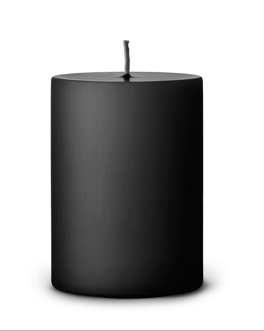 75 Raw Black pillar candles 7x10 cm