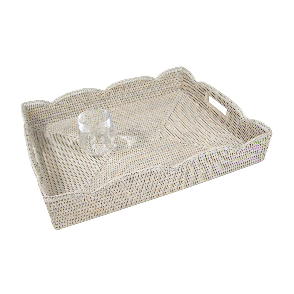 Wicker scallop tray 35x42 cm