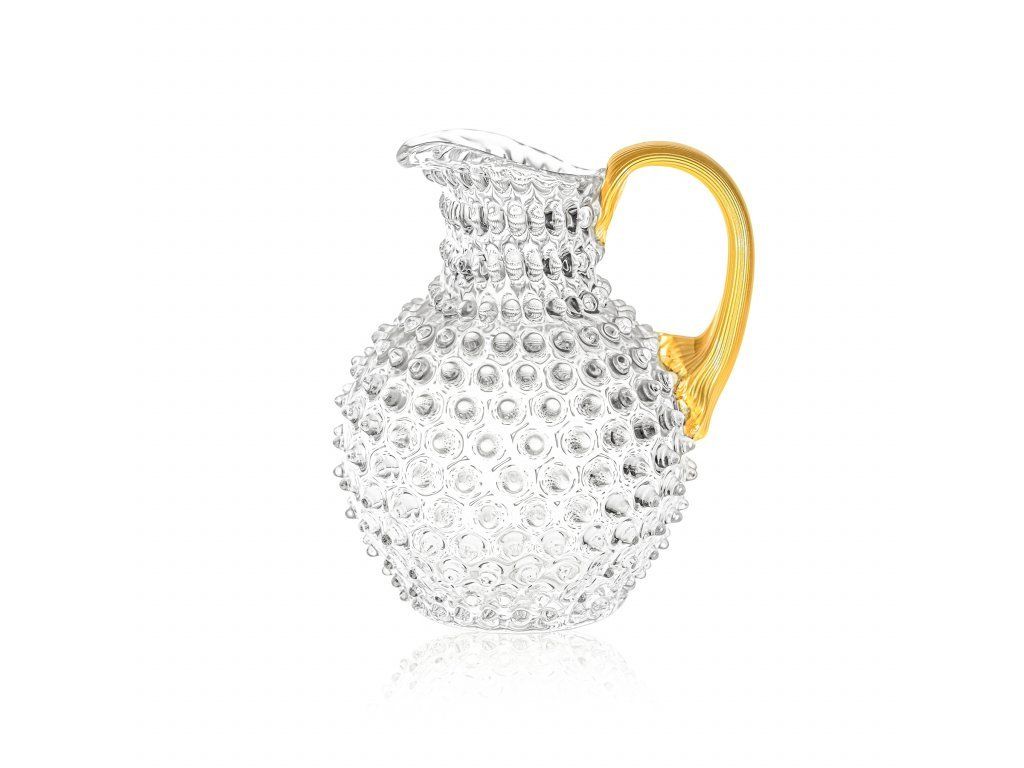 Hobnail Carafe 2L Clear w/gold handle