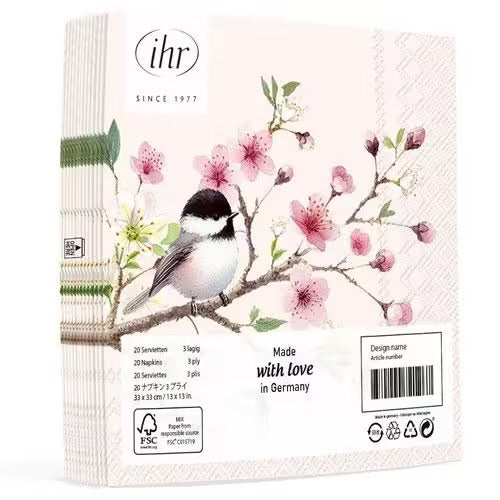 Serviett lunch Little Birdie light rose