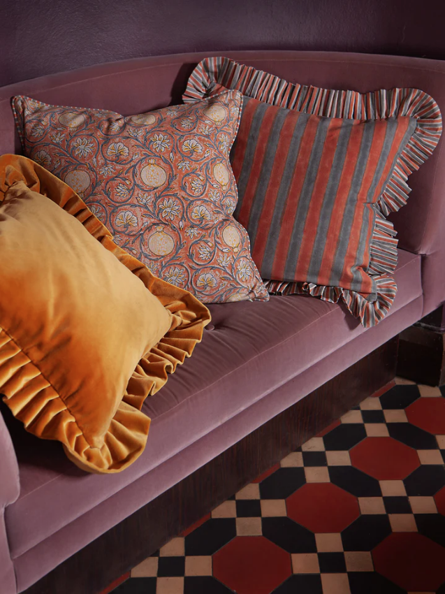 Putetrekk velour Ochre 45x45 cm