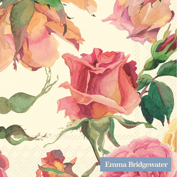 Napkin coffee Pink Roses Cream EB