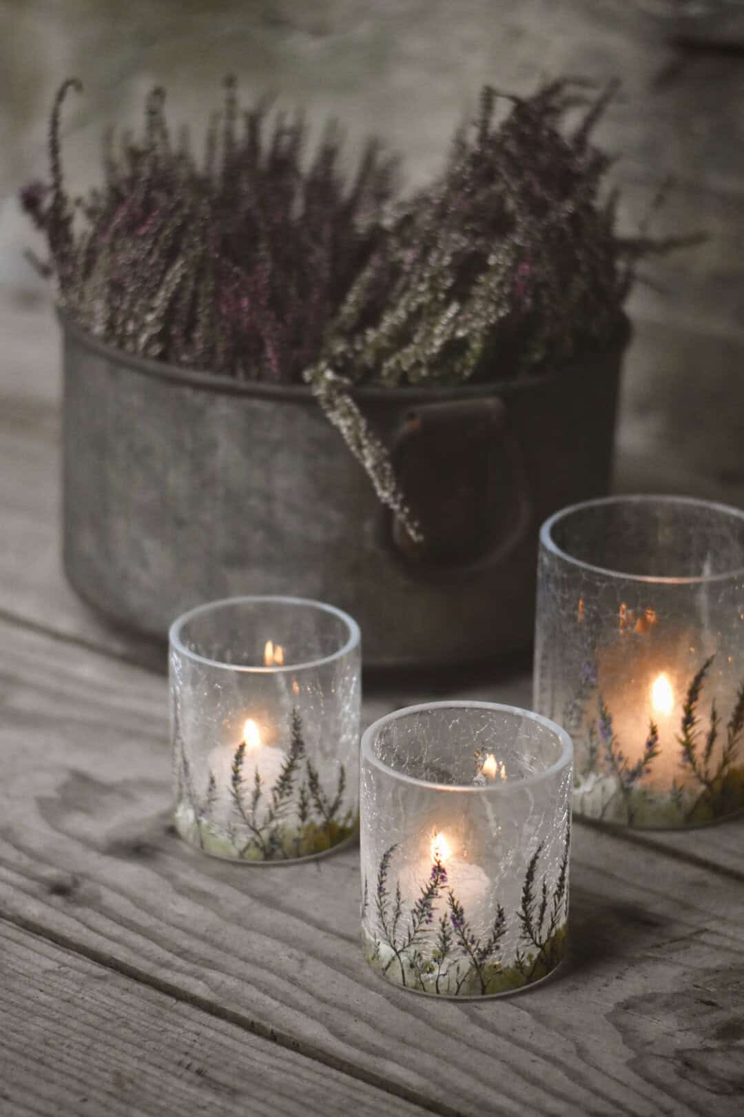 Frosted Heather Glass Candle Holder 11.5x13 cm