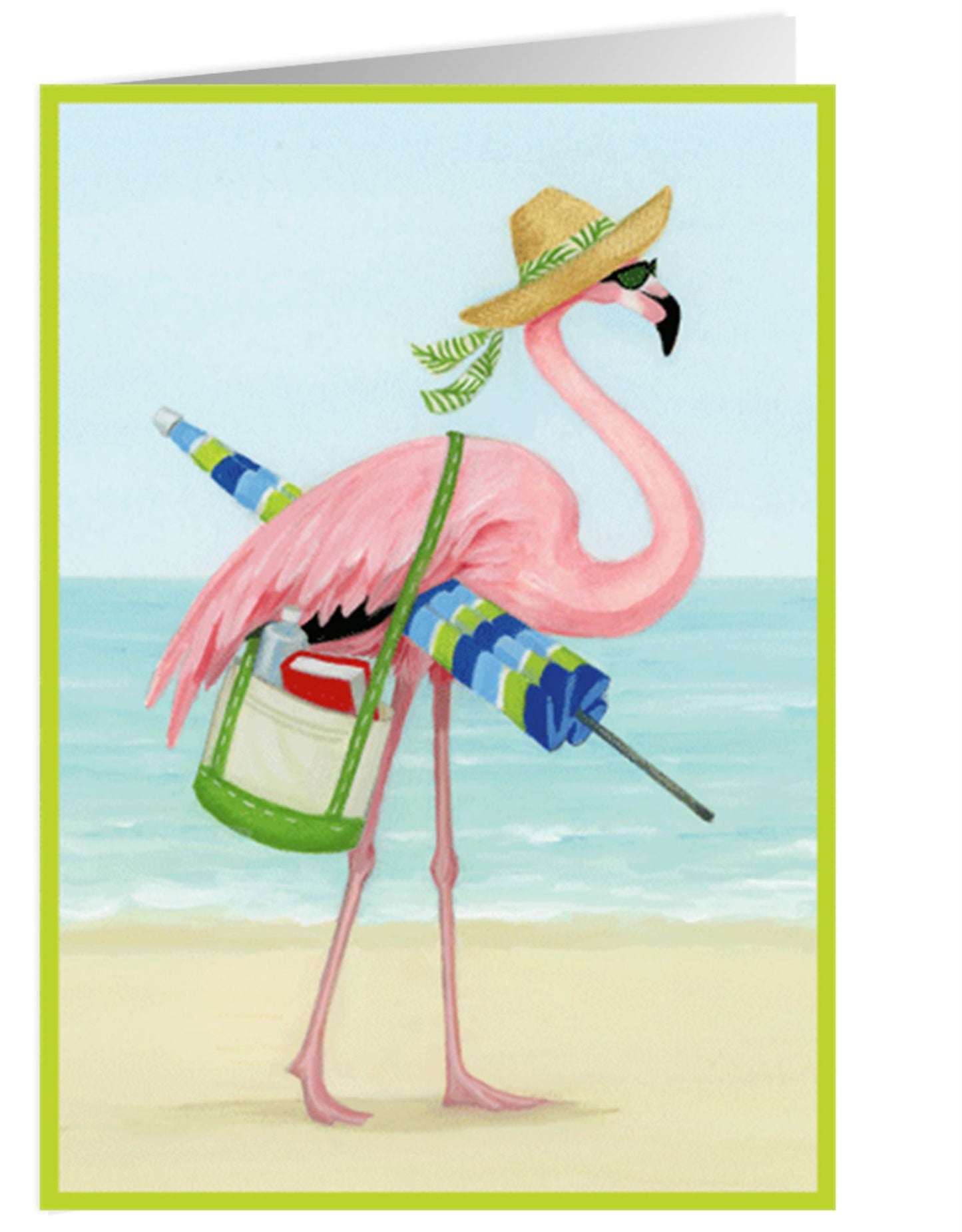 Kort m/konvolutt Beach mode flamingo