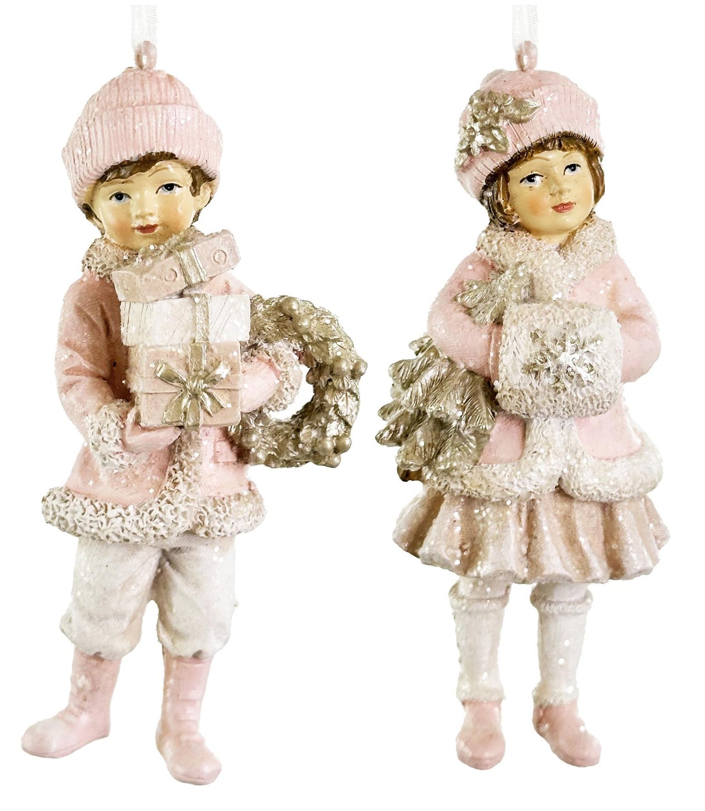 Christmas tree ornament kids pink 10 cm