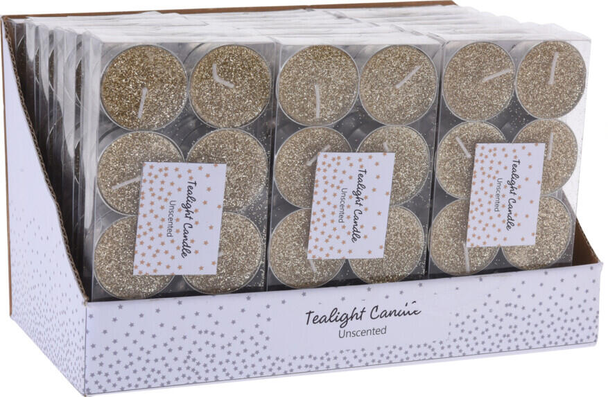 Telys gull m/glitter 8 pk