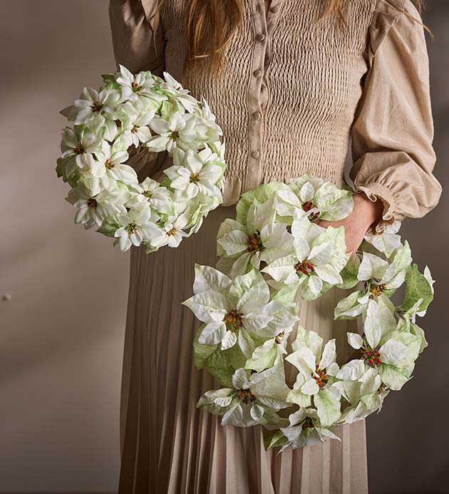 Krans julestjerne hvit 30 cm