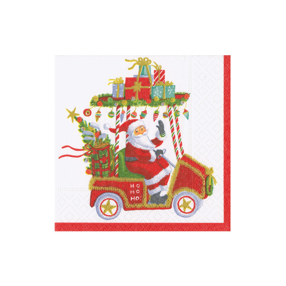 Napkin coffee Santa's Golf Cart