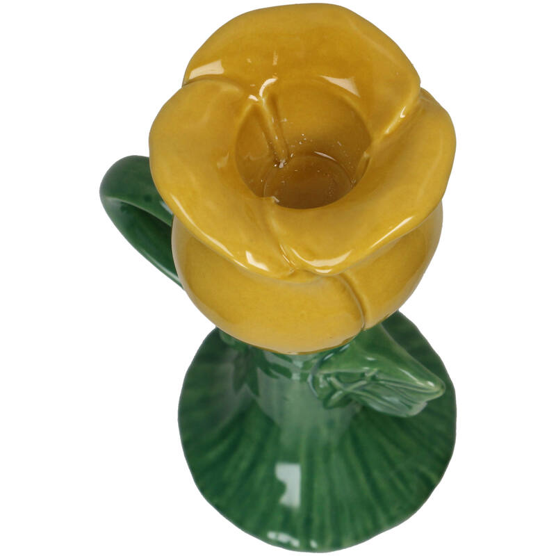 Candle holder yellow rose 15 cm