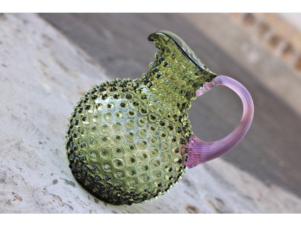 Hobnail Karaffel 2L Olive green w/lilac
