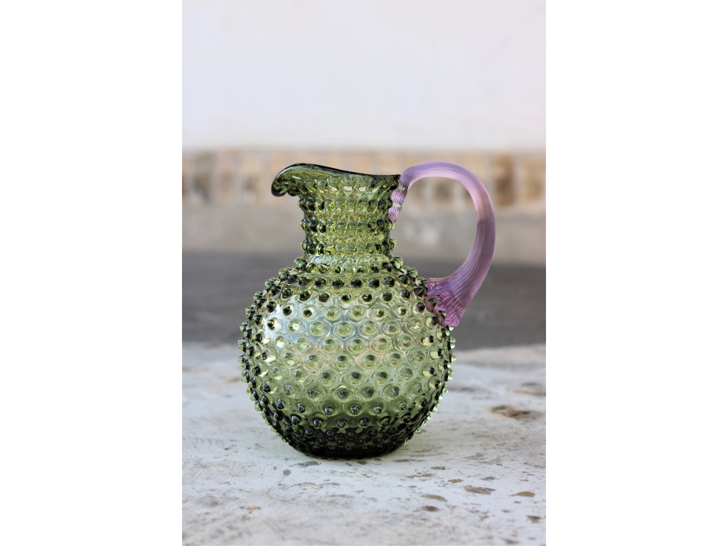 Hobnail Karaffel 2L Olive green w/lilac