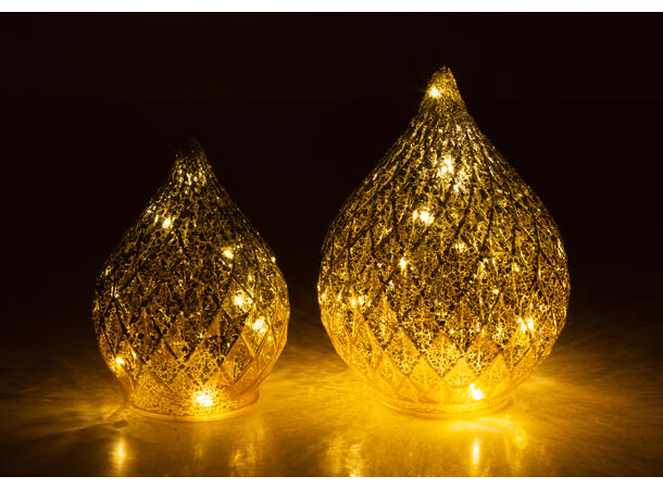 Lyslykt LED gull dråpe 15 cm